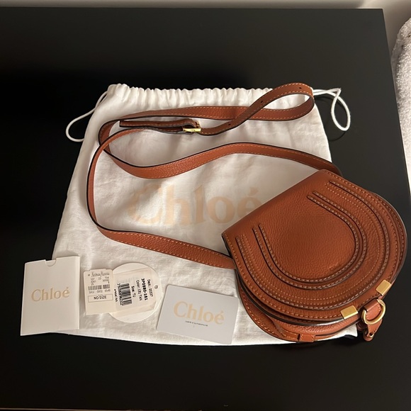 SALE! Chloe Marcie small leather saddle bag, brown/tan - excellent condition! - Picture 5 of 16